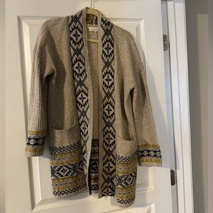 Lucky Brand Patterned Beige and Blue Women's Sweater